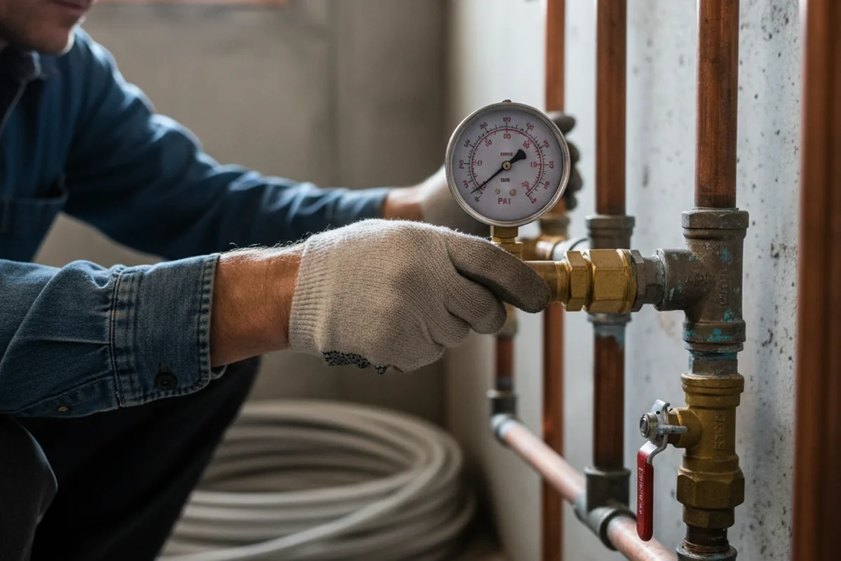 Pressure testing a repaired line during Water Line Repair in Churubusco