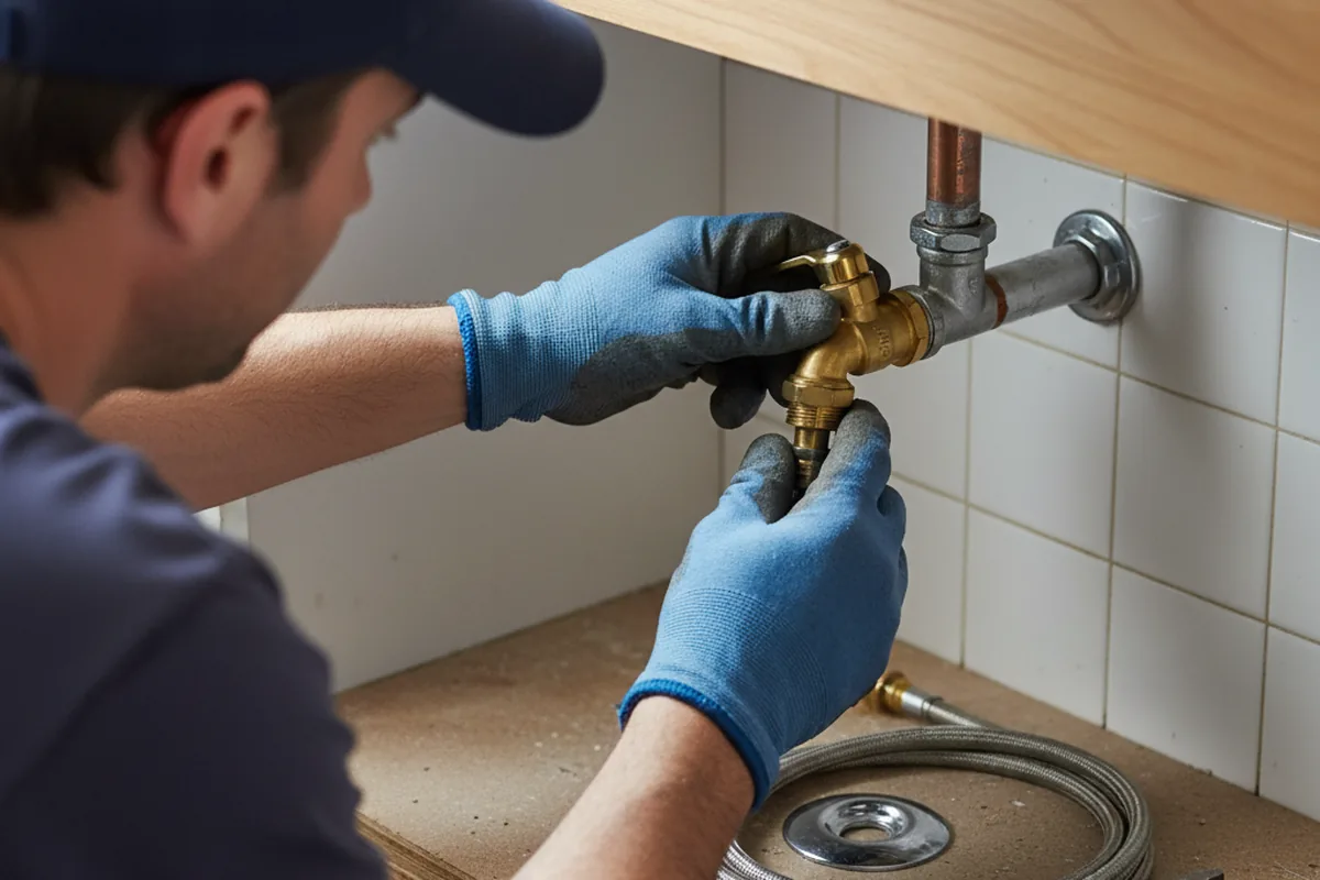 Shutoff valve and fitting work during Faucet and Fixture Repair in Churubusco